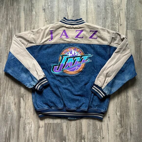 Vintage NBA Utah Jazz Lee Sport Denim Canvas Jacket Size Large